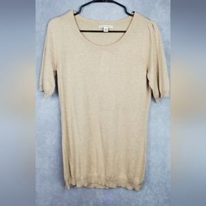 Banana Republic Women’s Beige Short Sleeve Breathable  Silk Cotton Top Size M‎